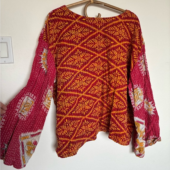 Kantha Bae Colorful Bohemian Handmade Vintage Textile Top Women's Free Size - Picture 2 of 6